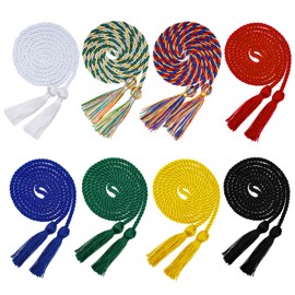 Yookat 8 Pieces Graduation Cords Honor Cords Graduation Cord with Tassels for Students (red, Green, Blue, Gold, Black, White, multi1, multi2)