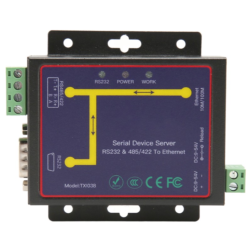 RS232 RS485 RS422 Serial to Ethernet Adapter 10M 100M RJ45