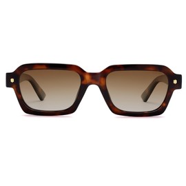 SOJOS Retro Trendy Polarized Sunglasses for Men Women Vintage Square Mens Shades SJ2397 Tortoise Frame Brown Grading Lens