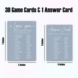 IKFRGN Wedding Shower Game, I Love You Game Cards, 30 Wedding Party Game Cards with 1 Answer Card for Couple-to-Be, Newlyweds, Bride & Groom Funny Activities Supplies & Decorations - B02