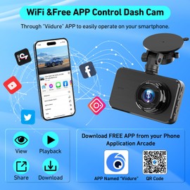 Dash Cam Front and Rear, Dashcam WiFi/App Control 1080P Car Camera Dash Cam, Dual Lens Dashboard Dash Camera for cars w/ 32GB Card,Night Vision,WDR,G-sensor,Loop Recording,Parking Mode,170 Wide Angle