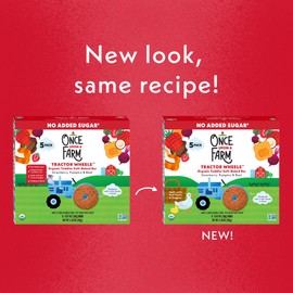 Once Upon A Farm Strawberry, Pumpkin & Beet Soft Baked Bar Snack, for Toddler, Tractor Wheels, No Added Sugar, Non GMO, 3.35 Ounces (Pack Of 8)