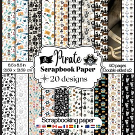 Pirate Themed Scrapbook Paper: Collection of double sided Pirate theme craft paper sheet supplies for scrapbooking, card making, collage and more DIY craft paper