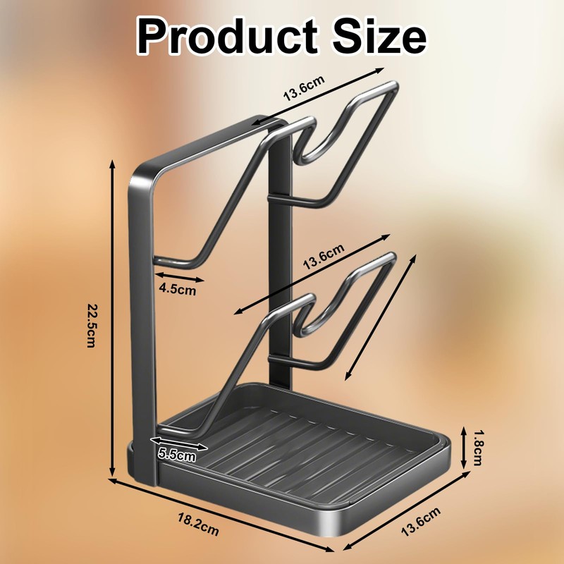 uwoneg kitchen pot lid storage rack with tray, pot lid