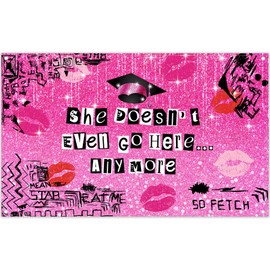 Luminora 72x43inch Hot Pink Graduation Backdrop She Doesn't Even Go Here Any More Background Girl Congrat Grad Party Decorations Class of 2025 Photo Banner