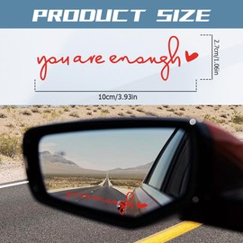 RGOAANC You are Enough Rearview Mirror Decal, Mirror Stickers, Inspirational Car Decals, Car Accessories Self Positive Stickers Universal for Car Mirror Window Water Bottle (Reflective Red)
