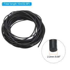 PATIKIL Silicone Foam Seal Strip, 10M(32.8Ft) 2.2mm(0.09") Dia Round High Density Solid Sponge Rubber Weather Stripping Cord for Sealing Gap Blocker Insulation, Black