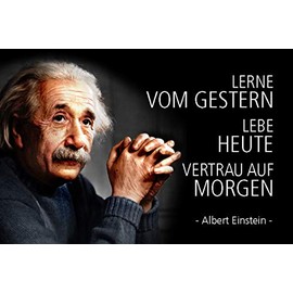 Schatzmix Tin Sign with German Text "Einstein Lerne vom Gesterster" [German Language] Metal Sign Wall Decoration 20 x 3