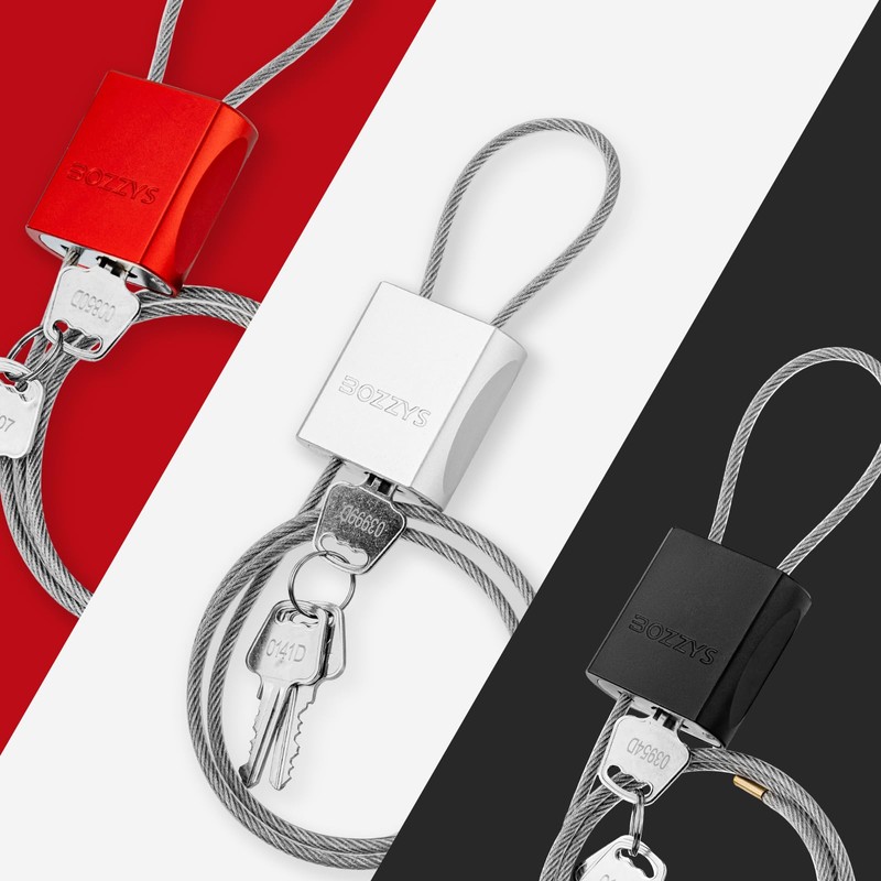 BOZZYS Cable Padlock with 3 Keys | L 1.15ft(0.35m),D 1/6in(4mm)