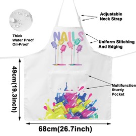 MYSOMY Nail Tech Apron With Pockets Nail Artist Apron Nail Manicurist Apron Nail Boss Apron Nail Salon Aprons For Women (nail boss white)