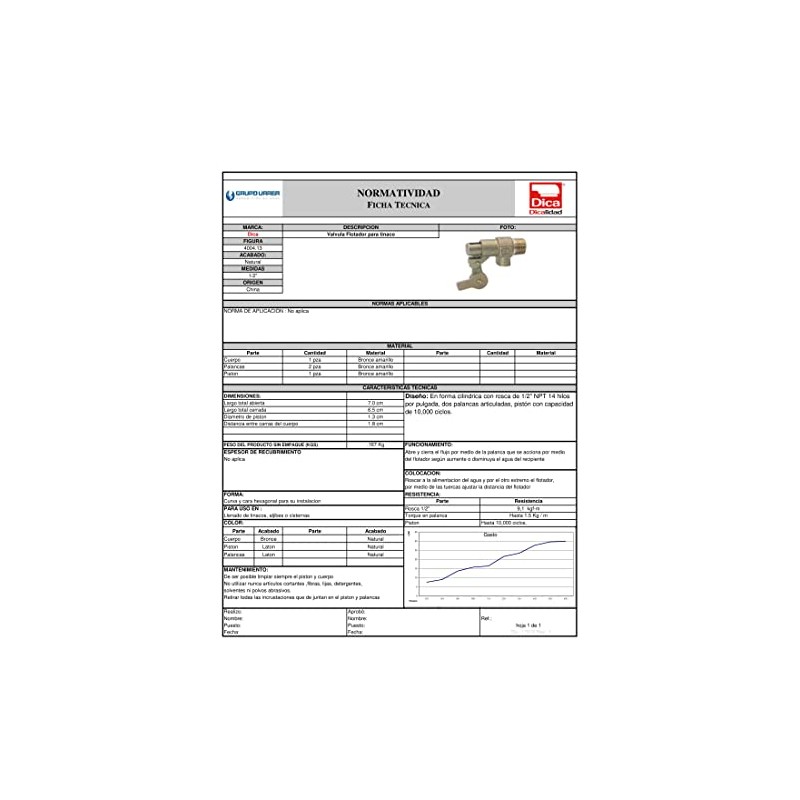 Dica 4004.13 Válvula Flotador para Tinaco 1/2"