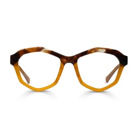 eyebobs - Tough Nut | Premium Reading Glasses for Men and Women | Geometric Frame for Average Faces | Milky Yellow & Tort Pattern, 2.50
