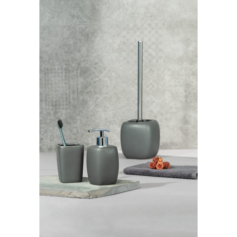 WENKO 20025100 Toilet Brush Faro Grey - Ceramic, 12 x
