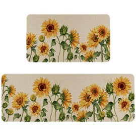 Eikunn Sunflowers Kitchen Rugs and Mat Set of 2, Farmhouse Style Kitchen Mats for Floor,Non-Slip Kitchen Sink Rug Spring Summer Decor Doormat+Runner Rug