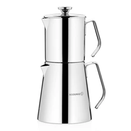 Korkmaz A225 Aqua Turkish Teapot Set,18/10 Stainless Steel Double French Press Teapot Set with Metal Handles, Samovar Style Tea Kettle with 30 Oz (900ml) & 50 Oz (1500ml)