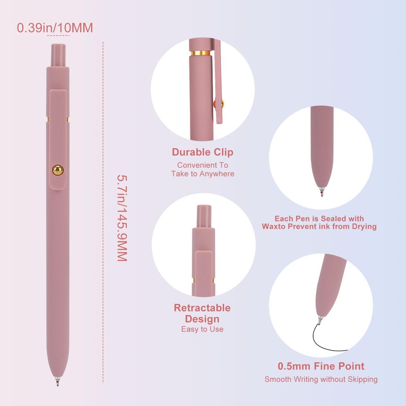 Ddaowanx Gel Pens, 6 Pcs 0.5mm Quick Dry Black Ink