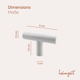 heimzeit Cabinet Knobs for Doors, Drawers and Dressers Made of High Quality Stainless Steel [Pack of 12 T-shaped] White Stylish Design Furniture Knobs with Single Hole Handle and Screws