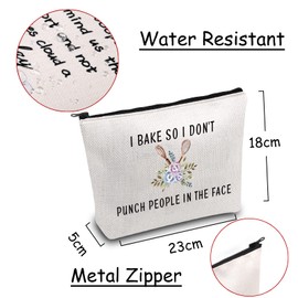 Funny Baker Bag I Bake So I Don't Punch People in The Face Cooking Makeup Bag Baking Lover Gift (Bake)