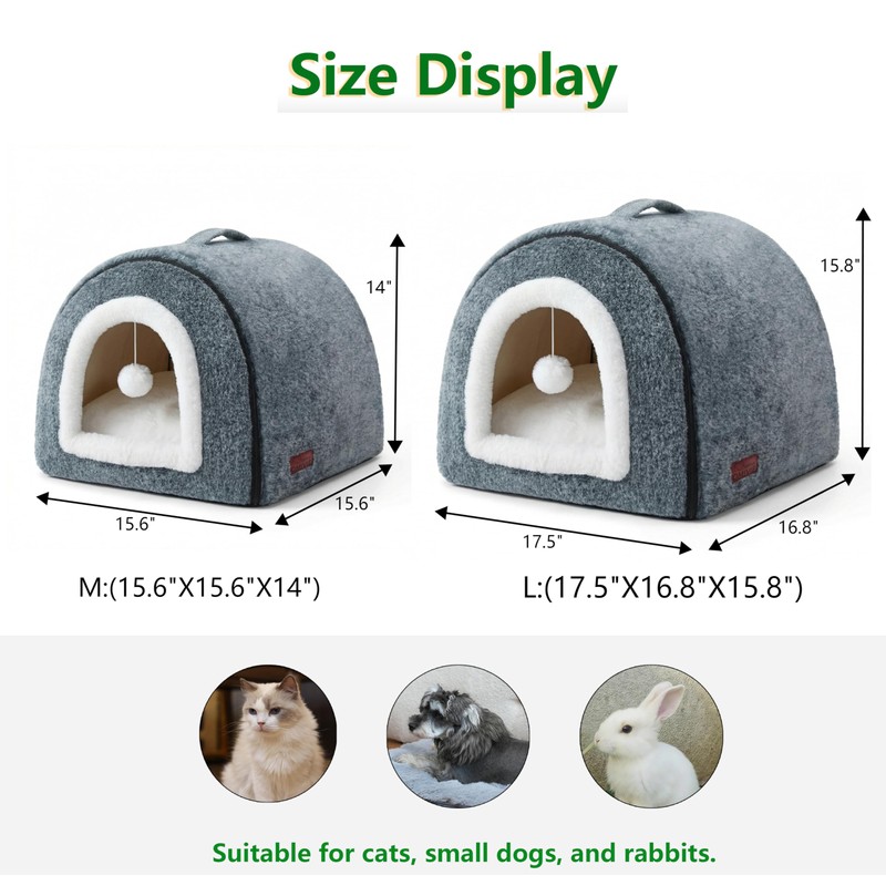 OMIVIER Cat Bed for Indoor Cats,2-in-1 Convertible Cat Bed &