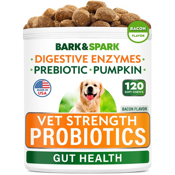 BARK&SPARK Vet Strength Dog Probiotics Chews - Gas, Diarrhea, Allergy,