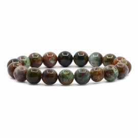 Justinstones Natural Green Opal Gemstone 10mm Round Beads Stretch Bracelet 7" Unisex
