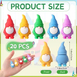 DoubleFill 20 Pcs Colorful Mini Easter Gnomes Figures Bulk 1.38 Inch Easter Stuffers Gifts Miniature Tiny Gnomes Figurines to Hide Small Dwarf Garden House Statues for Patio Yard Lawn Decor (5 Colors)