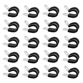 Stainless Steel Rubber Lined P Clips Assorted, 30 Pcs 10mm Hose Pipe Clamps, Hose Conduit Clips, Rubber-Lined P-Clips Metal Wire Cable Clamps for Cable, Cord, Wire, Tube - 10mm