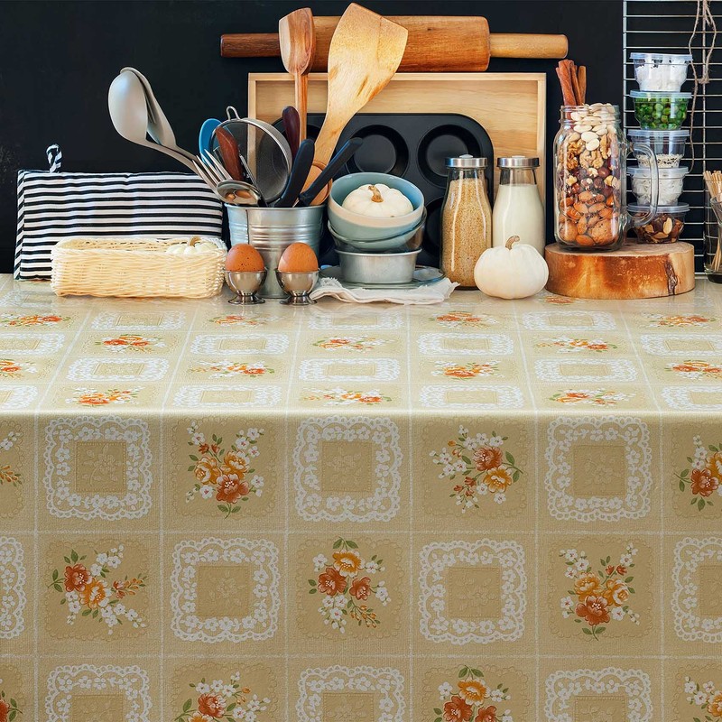 ANRO Oilcloth Washable Oilcloth Tablecloth Oilcloth Tablecloth Oma Style Yellow/Orange