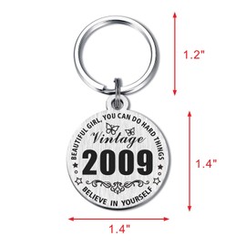 Resdink Sweet 16th Birthday Gifts for Girls - 2009 Keychain for 16 Years Old Women Birthday Present for Daughter Granddaughter, Happy 16th Bady Key Chain Decorations