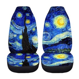 LACIYISON Starry Night Pattern Thicker Car Seat Covers Comfortable Cozy Front Seat Covers Seat Protector Fit for All-Season Universal Car Interior Accessories