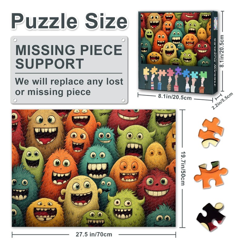 ‌Jigsaw Puzzle for Adults 1000 Piece Whimsical Monster Madness with