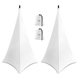 Vinanker Speaker Stand Cover - Tripod Scrim Cover for Speaker & Lighting Stands | Ideal for Weddings, Banquets & DJ Events | Includes Waterproof Storage Bag (2-Pack, White)