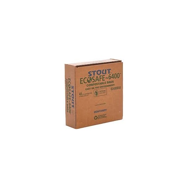 EcoSafe 6400 Certified Compostable Bags 7 Gallon (20" x 22"),(Gauge: .6 mil) (Case of 600 Bags: 24 Rolls)