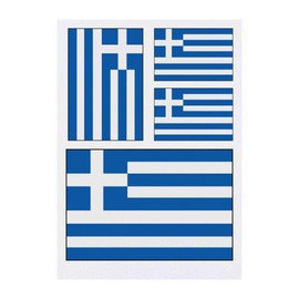 4 x 'Greece Flag' Temporary Tattoos - Water Resistant, Skin-Safe, Non-Toxic Transfers, Mixed Sizes (TO00014485)