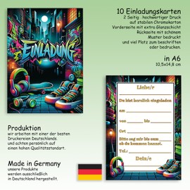 10 Children's Invitation Cards Invitation Children's Birthday Party Graffiti Neon City Beats Boys and Girls Children's Birthday Party First Day at School 5 6 7 8 9 10 11 12 13 14