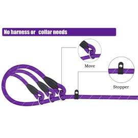 PETESCORT Dog Leash, Heavy Duty 1/2" 3/8" x 6 FT Strong Rope Leash for Large, Medium & Small Dogs Training Leash (1/2inch x 6Ft,Purple)