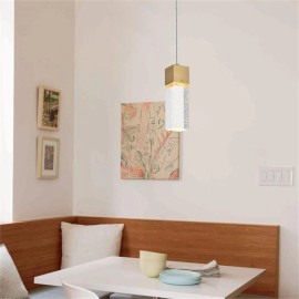 Maklaine Metal Royal Cut Crystal LED Pendant with Clear Shade in Gold Finish