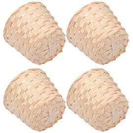 ARTIBETTER Rattan Storage Basket 4Pcs Round Bamboo Woven Storage Basket Natural Cotton Rope Sundries Organizer Decorative Flower Basket for Home ( Large ) Belly Basket