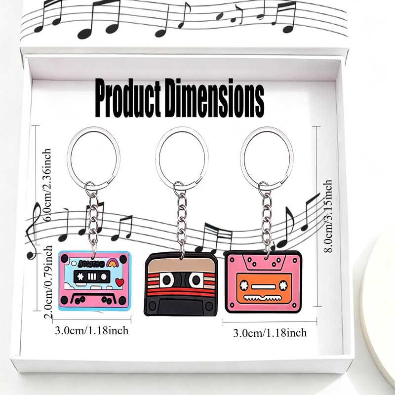 Metacipher 70 Pcs Retro Music Keychains Bulk 80s Music Party