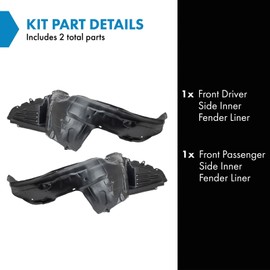 TRQ TRQ Front Inner Fender Liner Set Compatible with 2008-2011 Subaru Impreza SU1248117 SU1249117