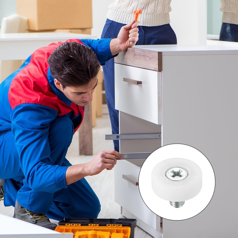 PATIKIL 19mm Drawer Rollers, 8 Pack Plastic Drawer Pulley Replacement