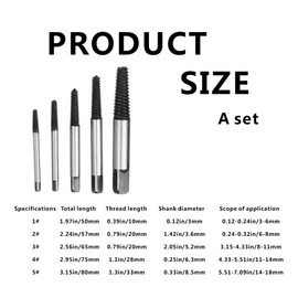 5 Pcs Screw Extractor Easy Out Set Steel Bolt Extractor Set Hardness Damaged Screw Remove Set for Screw Bolt Home Factory Workshop