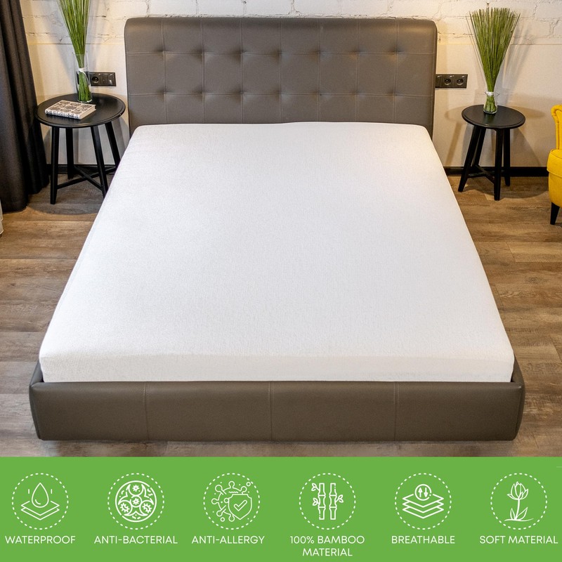 100% Bamboo Super King Mattress Protector 180x200 cm Waterproof Breathable