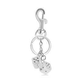 ANEBRPC Gold Dice Keychain for Men Metal Dice Bag Charm Cool Keychain Accessories Purse Charm (SILVER)