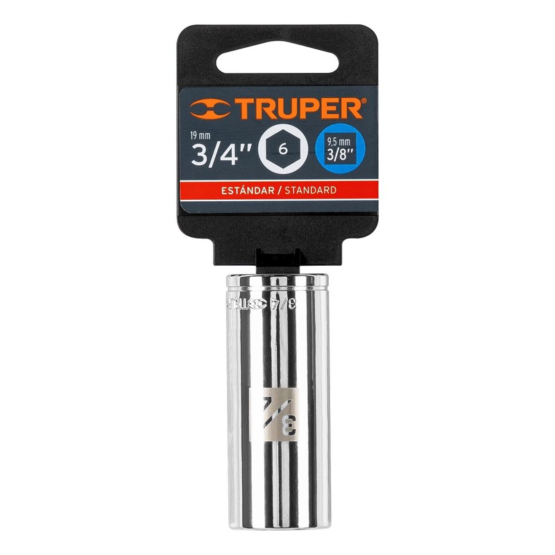 Truper D-3824-HL, Dado largo de 6 puntas std, 3/4", cuadro