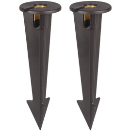 Gardencoin ABS Ground Spikes Stakes Replacement with Brass Insert, 1/2" NPT Thread Side Wire Way, Larger Size 9.44'' x 2.95'' for Landscape Path Lighting, Spotlight, Floodlight, 2 Pack