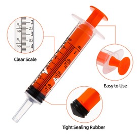 Gufastore 50pcs 5ml Syringes with Caps for Industry Lab Pet Feeding (Orange)