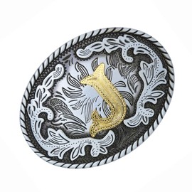 Btilasif Western Belt Buckle Western Cowboy Initial Letters ABCDJMR to Z Oval Belt Buckle for Men Women Boys Girls J