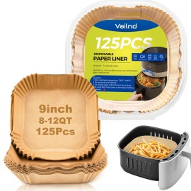 vailnd Natural Baking Paper Air Fryer Liners 125pcs Waterproof Nonstick 9 Inch