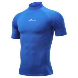 Sillitor Rash Vest Mens Short Sleeve Sun Protection Swimming Shirts for Men Compression Base Layer Mens Rash Guard for Surf Diving Wetsuit Cycling,Quick Dry High Wicking Breathable Blue XL